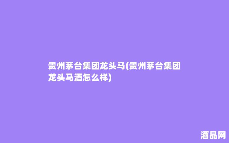 贵州茅台集团龙头马(贵州茅台集团龙头马酒怎么样)