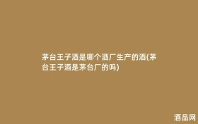 茅台王子酒是哪个酒厂生产的酒(茅台王子酒是茅台厂的吗)